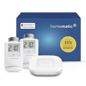 Homematic IP Access Point 2 + 2X Heizkörperthermostat, Smart Home, digitaler Thermostat Heizung, Steuerung per App, Alexa, Google Home, einfache Installation, Energie sparen