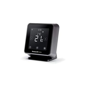 Honeywell Home T6R Wi-Fi Raumthermostat mit Tischhalter, Netzteil und Funk-Empfängerbox, schwarz, Y6R910RW8021