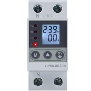 Jadeshay Stromzähler Hutschiene, 40A Überspannungsschutz Smart Meter Überstrom- und Unterspannungsschutz mit LED-Digitalanzeige, Selbstrückstellfunktion 2P AC220V