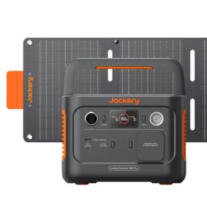 Jackery Solargenerator 300 Plus 40W Mini, 288Wh Tragbares Kraftwerk mit 40W Solarmodul in Buchgröße, LiFePO4 Batterie 300W Leistung für Outdoors RV Camping Notfälle