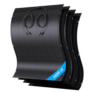 LIONSHEE 960W Flexibel Solarpanel Kit, 4X 240W Monokristallines Flexibles Solarmodul, IP67, Solarzelle Photovoltaik Off Grid, für Wohnmobil, Auto, Schuppen, Dach, Boot, Balkon, 12V Batterien