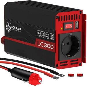 LOADCHAMP Wechselrichter 300W / 600W Reiner Sinus Spannungswandler 12v 230v Inverter LCD-Display Stromerzeuger Solar Wohnmobil