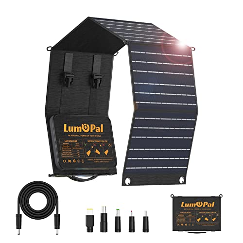 LUMOPAL Solarpanel Faltbar mit 60W type C Solar Ladegerät USB-A 3,0 (22w max)Solar Charger, IP65 Solarmodul Faltbares Solarpanel Outdoor für iPhone,Andriod handy,Tablets,Tragbare Powerstation,Camping