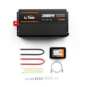 LiTime 2000W Reiner Sinsuswellen Wechselrichter, 12V DC auf 230V AC Konverter, mit Fernbedienung, 4000W Spitzenleistung, 2*AC Ausgängen, USB-Anschluss, Typ-C-Anschluss für Womo, Camping, Solarstrom