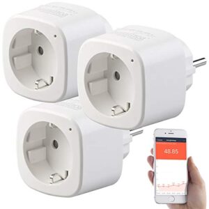 Luminea Home Control Elesion Steckdose: 3er-Set WLAN-Steckdosen mit Energiekostenmesser, App & Sprachsteuerung (Smart Stecker, WLAN-Steckdose Zeitschaltuhr, Bedienungsanleitungen)
