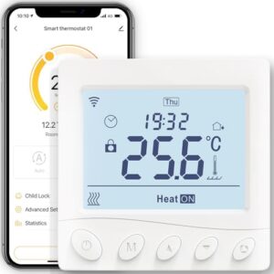 MOES Smart Thermostat Fussbodenheizung Wasser, Raumthermostat Fußbodenheizung WLAN Programmierbare Kompatibel mit Alexa/Google Home,Smart Life/Tuya App