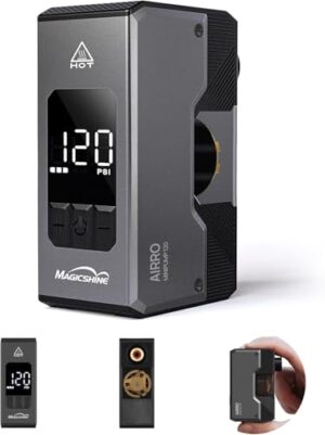 MagicShine AIRRO Mini Fahrradpumpe, Max 120PSI Elektrische Fahrradpumpe, Auto Stop, mit digitalem Manometer mit Presta- und Schrader-Ventil für Straße, Berg, Stadt, E-Bike und Ball