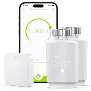 Maxcio Smartes Heizkörperthermostat mit Zigbee Gateway, Thermostat Heizung Kompatibel mit Alexa & Google Home, Smart Life/Tuya, Programmierbar, Fenster-Erkennung, für Max. Energiesparen, 2 Packs