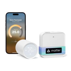 Meross Matter Heizkörperthermostat mit Hub, WLAN Heizungsthermostat Kompatibel Smart Thermostat WLAN Funk Thermostat mit HomeKit, Alexa und Google Assistant,Sprachsteuerung Zeitpläne