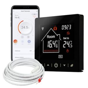 Mi-Heat M2 digital Thermostat WLAN & Bluetooth schwarz - Fußbodenheizung, Wasser und Elektro Fussbodenheizung, NC-Ventil, WiFi Smart Raumthermostat Alexa Tuya Smart Life