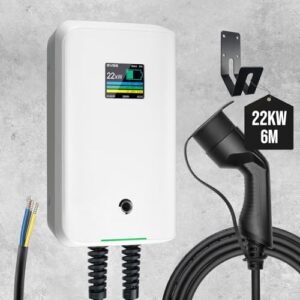 Morec 22kw EV Ladegerät 32A Dreiphasig EV Ladestation Typ 2 wallbox EU Standard Ladegerät IEC 62196-2 Stecker mit Stromkabel zum Verteilerkasten schnelle Wandbox 6.1m