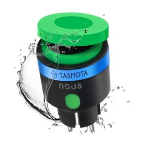 NOUS Tasmota Smart Outdoor Steckdose ESP32, IP44 Wasserdicht, 16A, Stromzähler, Timer, Alexa und Google Home Assistant kompatibel, MQTT, WiFi 2,4GHz