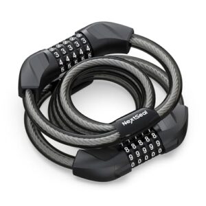 NextSeal E Scooter Schloss – Doppeltes Zahlenschloss mit 5-stelligem Code, 12 mm Dickes Kabel, 105 cm Länge – Ideal für E-Scooter, Fahrrad & Roller – Anti-Diebstahl Schloss, Zubehör für E-Scooter