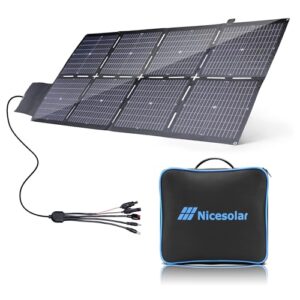 Nicesolar Solarpanel Faltbar 200W für Tragbares Powerstation Solargenerator, Kompakt und IP67 mit USB-A&C Pd65w Solarmodul Solarladegerät für Handy Tablet Outdoor Reisen Camping Notfälle