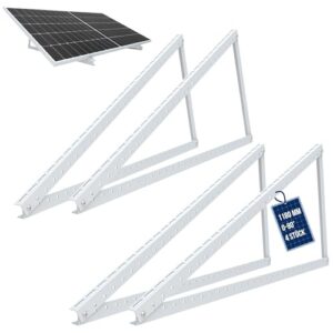 NuaSol PV 4x Solarpanel Halterung 48 Zoll /118 cm | Solarmodul-Halterung Balkonkraftwerk Aluminium | Aufständerung Flachdach PV verstellbar 0-90° | Halterung für 2 Solarmodule inkl.Montagematerial