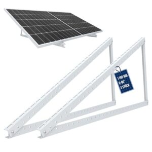 NuaSol PV Solarpanel Halterung 46 Zoll /118 cm | 2er Set Solarmodul-Halterung Balkonkraftwerk aus Aluminium | Aufständerung Flachdach PV verstellbar 0-90° | inkl.Montagematerial | Silber