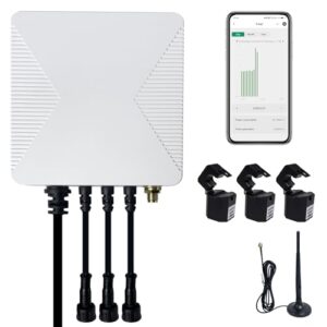 OWON Tuya Smart Home 3 Phasen WLAN Energiemonitor, 1 oder3Phasen bidirektionaler Leistungsmesser mit 3 x 80A Klemme, Solar/Netzmessung, Echtzeit Stromzähler