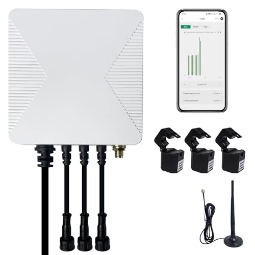 OWON Tuya Smart Home 3 Phasen WLAN Energiemonitor, 1 oder3Phasen bidirektionaler Leistungsmesser mit 3 x 80A Klemme, Solar/Netzmessung, Echtzeit Stromzähler