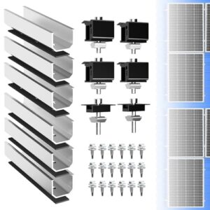 GLIESE 2x Solarmodul Halterung | PV Montageset mit 12 cm Aluminiumschiene & schwarze Verstellklemmen für 30-40mm Moduldicke | Solarpanel Halterung universell für Flachdach, Trapezblech, Blechdach