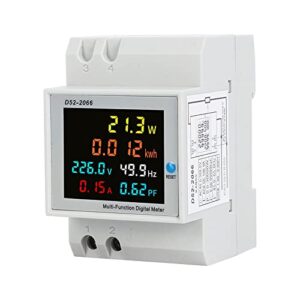 RANRAO 6IN1 Stromzähler KWh Zähler DIN Hutschiene Energiemessgerät AC40-300V 100A Smart Stromzähler Stromverbrauch Messgerät Frequency Factor Meter, für Stromverbrauchsüberwachung