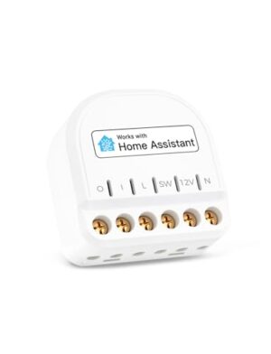 Refoss Smart Relais Schalter mit Strommessung Kompatibel mit Home Assistant Mini WLAN Smart Lichtschalter mit Leistungsmessung 1 Gang Kabelloser Schalter Kein Hub Erforderlich 1 Stück