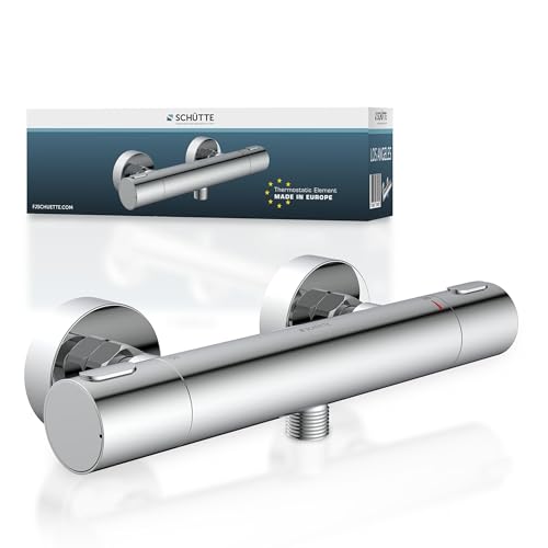 SCHÜTTE 33180 Los Angeles Thermostat Duscharmatur, Brausethermostat Brausearmatur, Mischbatterie mit Verbrühschutz bei 38℃, Duschthermostat, Armatur für Dusche in Chrom