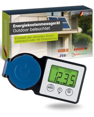SCHWAIGER Energiekostenmessgerät & Einspeisemessgerät I Outdoor geeignet & beleuchtet I Stromzähler für die Steckdose I Strommessgerät zur Ermittlung des Stromverbrauchs & der Einspeisung