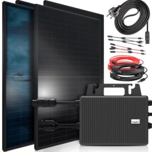 SUNNIVA® 1840W Balkonkraftwerk BIFAZIAL FULLBLACK komplett Steckdose TSUN 800W Wechselrichter, PV Solaranlage, 4x 460W Glas-Glas Solarmodule, inkl. 5m Kabel, Bluetooth WIFI, Komplettset