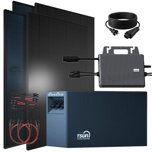 SUNNIVA® 1840W Balkonkraftwerk mit 2,01 kWh Speicher TSUN TSOL-DCU2000Lite, BIFAZIAL FULLBLACK komplett Steckdose, PV Solaranlage Komplettset mit Solarspeicher,4x 460W N-Type Glas-Glas Bifacial Module