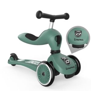 Scoot and Ride - Highwaykick 1 Forest – 2-in-1 mit Sitz & höhenverstellbar – für Kinder 1–5 Jahre – mit Namen personalisiert