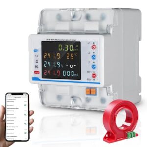 SiRyder Smartmeter Stromzähler WLAN, 380 V 100 A Dreiphasiger Stromzähler 4P Wifi Tuya Smart Überlastschutz Überstromschutz Mit Stromwandler