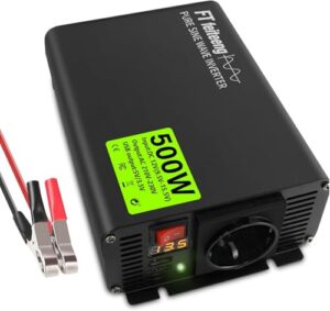 Reiner Sinus Wechselrichter 12V DC auf 220V/230V AC LED Display Dual 5V/3.4A USB-Anschlüsse, geeignet für Camping, Wohnmobil, LKW (500W)