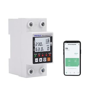 Intelligenter Energiezähler WiFi AC 63 A 80 – 300 V Leckage Intelligente Erde auf Spannung Schutz Relais Gerät Schalter Leistungsschalter Leistung kWh Meter Smart Life 230 V (Black)