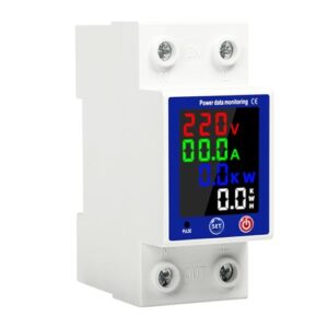 Jadeshay Stromzähler Hutschiene, 2P 63A Smart Energiezähler Intelligenter Leistungsschalter mit Farbige Digitalanzeige, Über-Unterspannungsschutz, Überstromschutz und Leckageschutz AC 230V