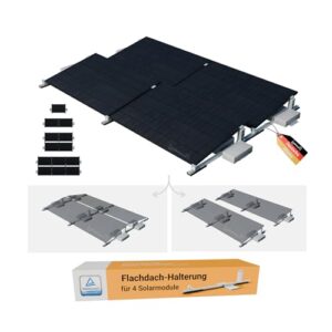 Solamount® | PV Flachdach Halterung ohne Bohren | Für 4 Module | Silber | Flachdach oder Bodenmontage | Einfache Montage