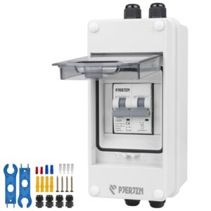 PJERJZN Solar PV Trennschalter 10–60A 400VDC/AC – Miniatur-Leistungsschalter mit wasserdichtem Gehäuse für Solaranlagen, Haushalte und Batteriespeicher (40A)