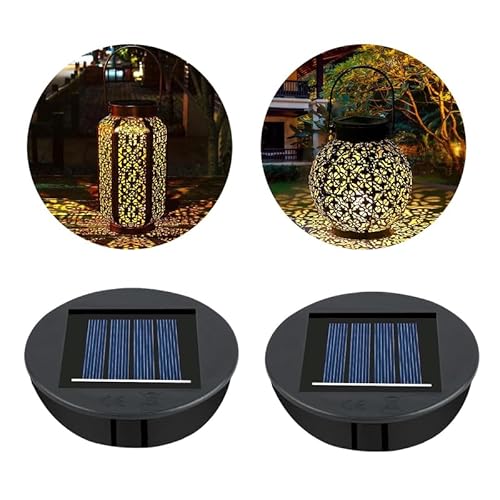 Flintronic Solarleuchten Ersatzteile, 2 Stück Solar Ersatzdeckel 8cm, Solarleuchten Ersatz Top mit LED, LED Solarmodule Ersatz für Solar Gartenleuchten, Solarlaterne und DIY