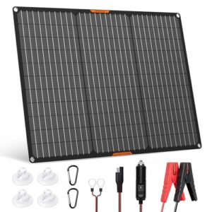 MHPOWOS Solar-Panel 50W 12V Solar-Autobatterie-Ladegerät Maintainer Portable Waterproof Power Solar Trickle Charger für Auto Boot Automotive RV mit Zigarettenanzünder-Stecker & Alligator Clip
