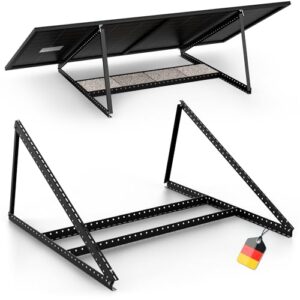 SolarXon Solarmodul Halterung schwarz, für 2 Module, 0% MwSt, Alu, 118 cm, 0-90° Winkel, Balkonkraftwerk Halterung, Solarpanel Halterung für Flachdach, Garage, freistehend