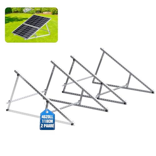 GLIESE Solarmodul Halterung 118 cm ( 46 Zoll ) 2 Sets,Robuste Solarmodule Montageset Aufständerung,Photovoltaik-Halterung 0°- 90° Einstellbar,Neigungshalterungen für Balkonkraftwerk Halterung