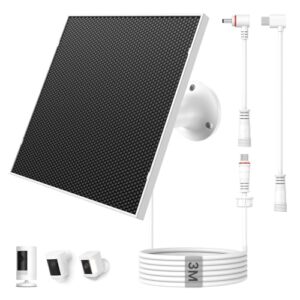 Kfonla Solarpanel für Ring Kamera, 6W Solar Ladegerät mit USB-C und DC für Ring Stick Up Cam Plus Pro und Spotlight Cam Battery Serie, IP65 Wassergeschützt, 3m Kabel, 360 Grad Verstellbarer Halter