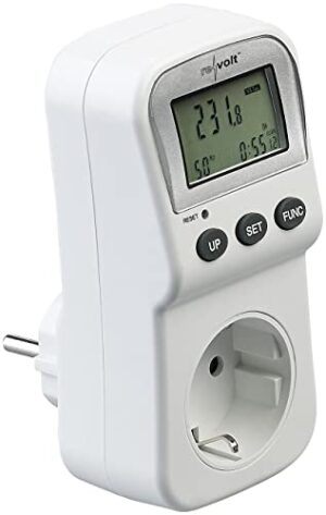 revolt Stromverbrauchsmesser: Digitaler Energiekosten-Messer & Stromverbrauchs-Zähler, 2 Tarife (Strommessdose, Digitaler Energiekostenmesser, Strommessung)