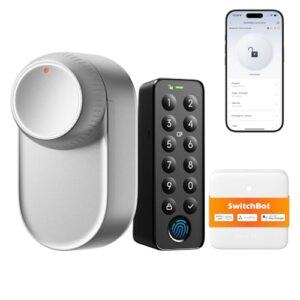 SwitchBot WLAN Smart Lock Ultra mit Touchscreen-Tastatur, Türriegelschlösser, Smartes Türschloss, Elektronisches Türschloss, Türöffner per App, Fingerprint, Code, Alexa, Google, unterstützt Matter