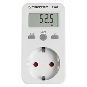 TROTEC Stromzähler für Steckdose BX09 – Messgerät Stromverbrauch – Messbereich 0 bis 3.680 W, Anzeige in Watt, kWh, Preis, Kosten pro kWh