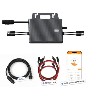 TSUN Mikro-Wechselrichter 800W TSOL-MS800 für Balkonkraftwerk, IP67 wetterfest, Plug&Play Installation, 2 MPPT, Bluetooth & WiFi, inkl. 5m Anschlusskabel & 4X 1 m Solar-Verlängerungen, Micro Inverter