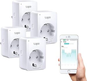 Tapo TP-Link Smart WLAN Steckdose P110 mit Energieverbrauchsmesser, Smart Home Alexa Steckdose, funktioniert mit Alexa, Google Home, Sprachsteuerung, Fernzugriff, Mini, 4 Pack