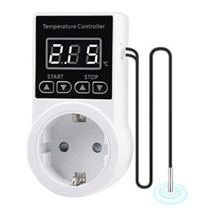 Temperaturregler Temperaturschalter - Temperaturregler 230v mit Fühler, Wasserdicht Thermostat Heizung Smart, Thermostat Steckdose für Gewächshaus Terrarium Aquarium Treibhaussaatkeimung Heizung