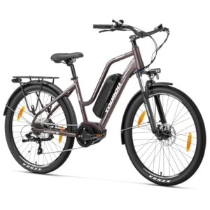 Touroll MA2 27.5'' E-Bike für Erwachsene, Cityräder Elektrofahrrad mit 250W 70N.M Mittelmotor Motor und 36V 468Wh Akku, Reichweite 100km, Hydraulische Scheibenbremse Ebikes für Herren Damen (Braun)