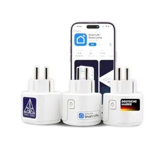 Treez Tools Smart Plug 3er Set – WLAN-Steckdose mit App-Steuerung, Energieüberwachung & Fernbedienung, Zeitschaltuhr Steckdose, Stromverbrauchsmesser für Smart Home & Grow, 3520W, 16A, Stromnutzung