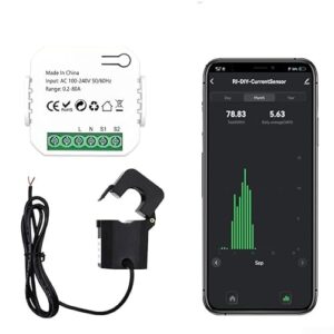 RANRAO für Tuya Smart Energy Meter, für Smart Life WiFi Energy Meter 80A mit Clamp CT, 80A Power Clamp Stromwandler, Energiezähler mit Stromwandlerklemme 80A Clamp Stromwandler, Stromzähler KWh Zähler